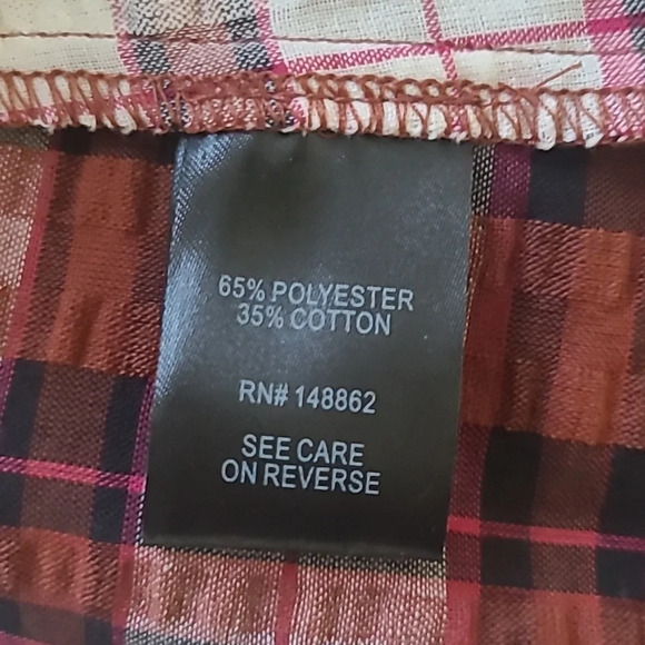 Torrid Red Plaid Seersucker Shirt Dress - Size 0 (L 12) - Picture 9 of 10